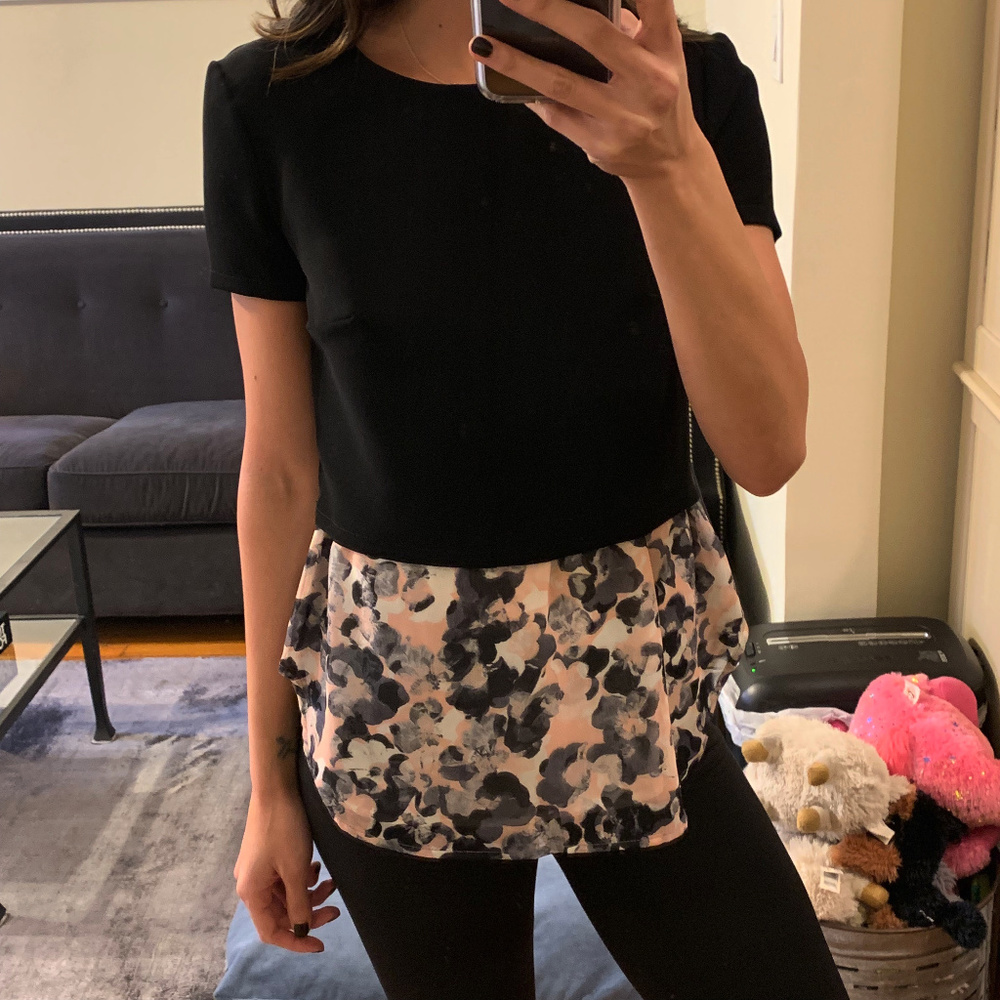 Bailey 44 Double Layer Floral and Black Top (XS)